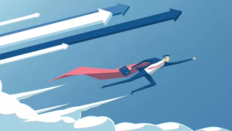 Businessman growth arrows