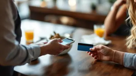 Handheld payment device waiter restaurant bill uk cafe contactless card