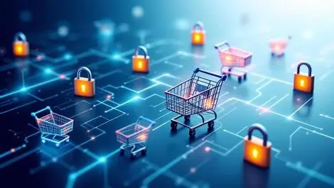 Interconnected digital shopping carts padlocks protecting intellectual property online marketplaces