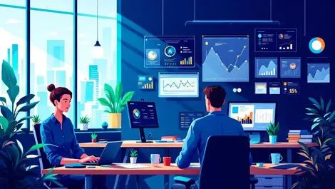 Australian small business office employees ai graphs icons activity