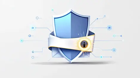 Shield wrapped email envelope digital network connections email security