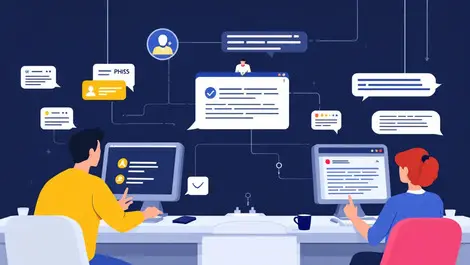 People computers interacting cybersecurity training phishing phone text threats