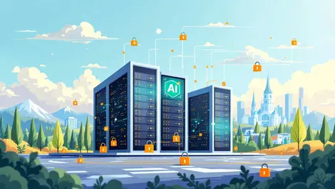 Modern data center ai network security quebec canadian architecture illustration