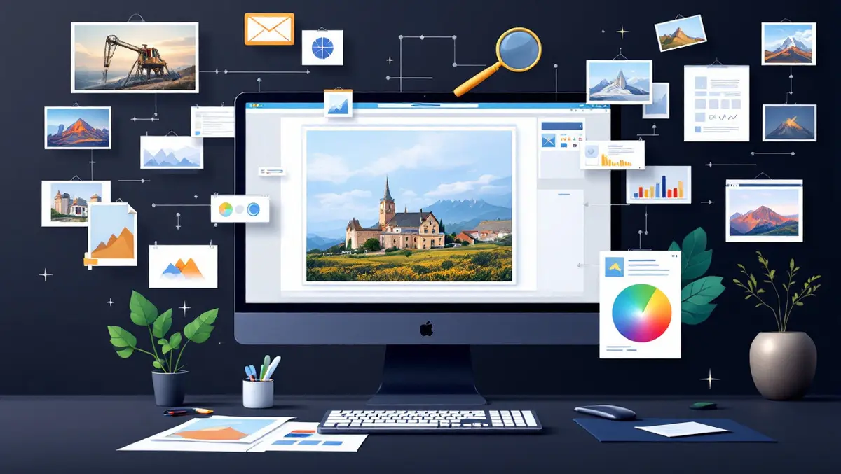 Realistic ai photo editing detection computer screen magnifying glass digital tools