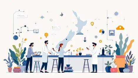 New zealand scientists entrepreneurs collaborating modern lab tech healthcare sustainability