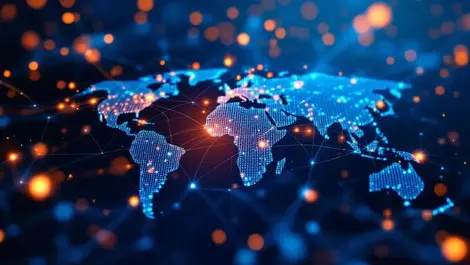 Interconnected global financial networks flowing lines hub fintech sme growth