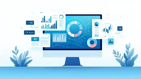 Ai interface overlaying classic business software dashboards modern vector art