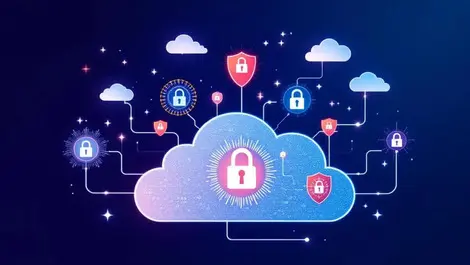 Ai powered cloud security threat detection digital locks shields interconnected