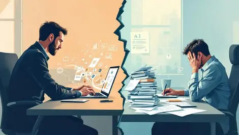 Ai speed vs manual rework office worker productivity contrast