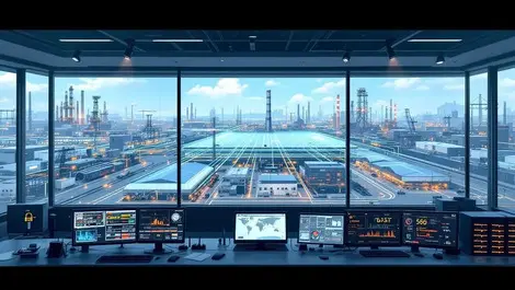 Modern factory control room iot 5g edge ai security monitoring