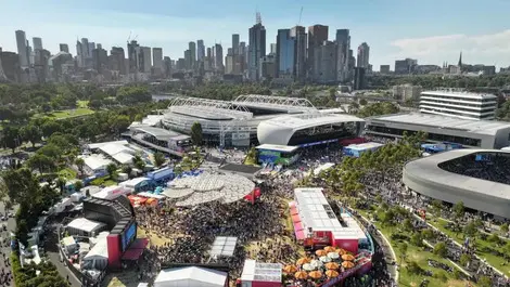 Aerial drone shot ao tennis australia