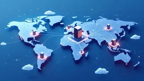 Isometric global data centers network world map focus australia